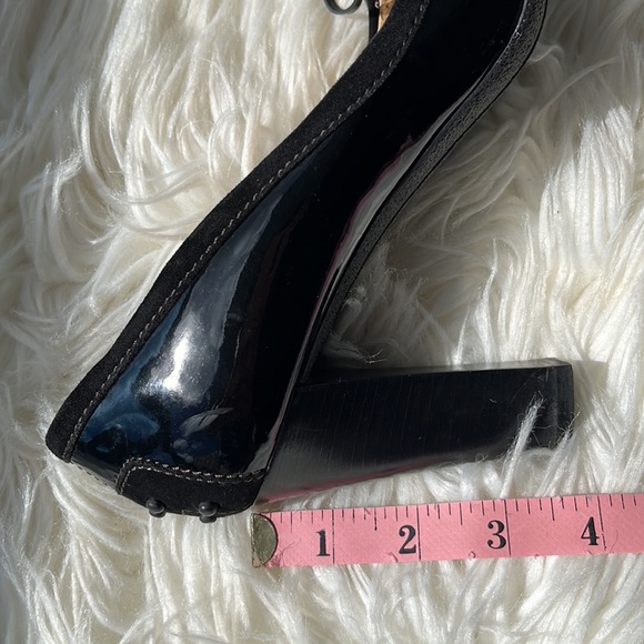 Tod’s Black Patent Leather/Suede Fringe Loafer Pumps Heels - Picture 8 of 16